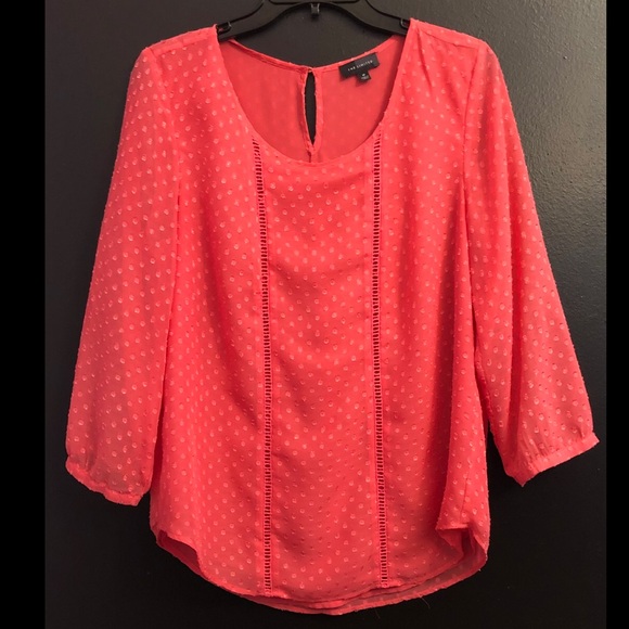 The Limited Tops - The Limited Coral Dotted Blouse